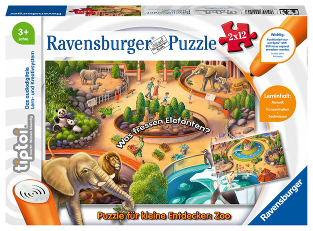 Bild zu Ravensburger tiptoi Spiel 00051 Puzzle für kleine Entdecker: Zoo - 2x12 Teile Kinderpuzzle ab 3 Jahren, für Jungen und Mädchen, 1 Spieler