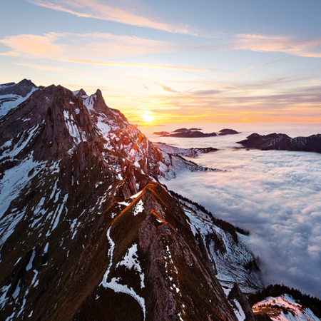 Bild von Blanko-Karte - Sonnenuntergang in den Alpen