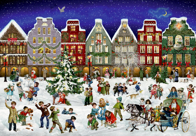 Bild zu Puzzle-Adventskalender - Winterabend in der Stadt von Behr, Barbara (Illustr.)