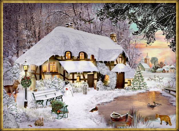 Bild zu A4-Wandkalender - Winterliches Cottage von Behr, Barbara (Illustr.)