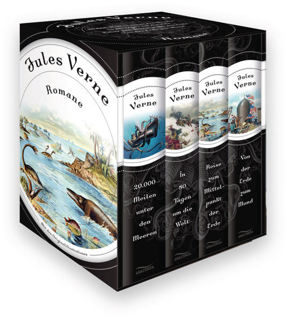 Bild zu Jules Verne, Romane (20.000 Meilen unter den Meeren - In 80 Tagen um die Welt - Reise zum Mittelpunkt der Erde - Von der Erde zum Mond) (4 Bände im Schuber) von Verne, Jules 
