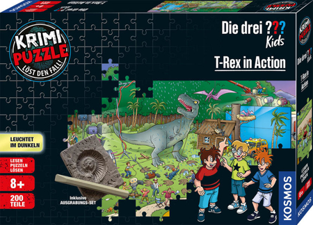 Bild zu Krimi Puzzle: Die drei ??? Kids 200 Teile - T-Rex in Action